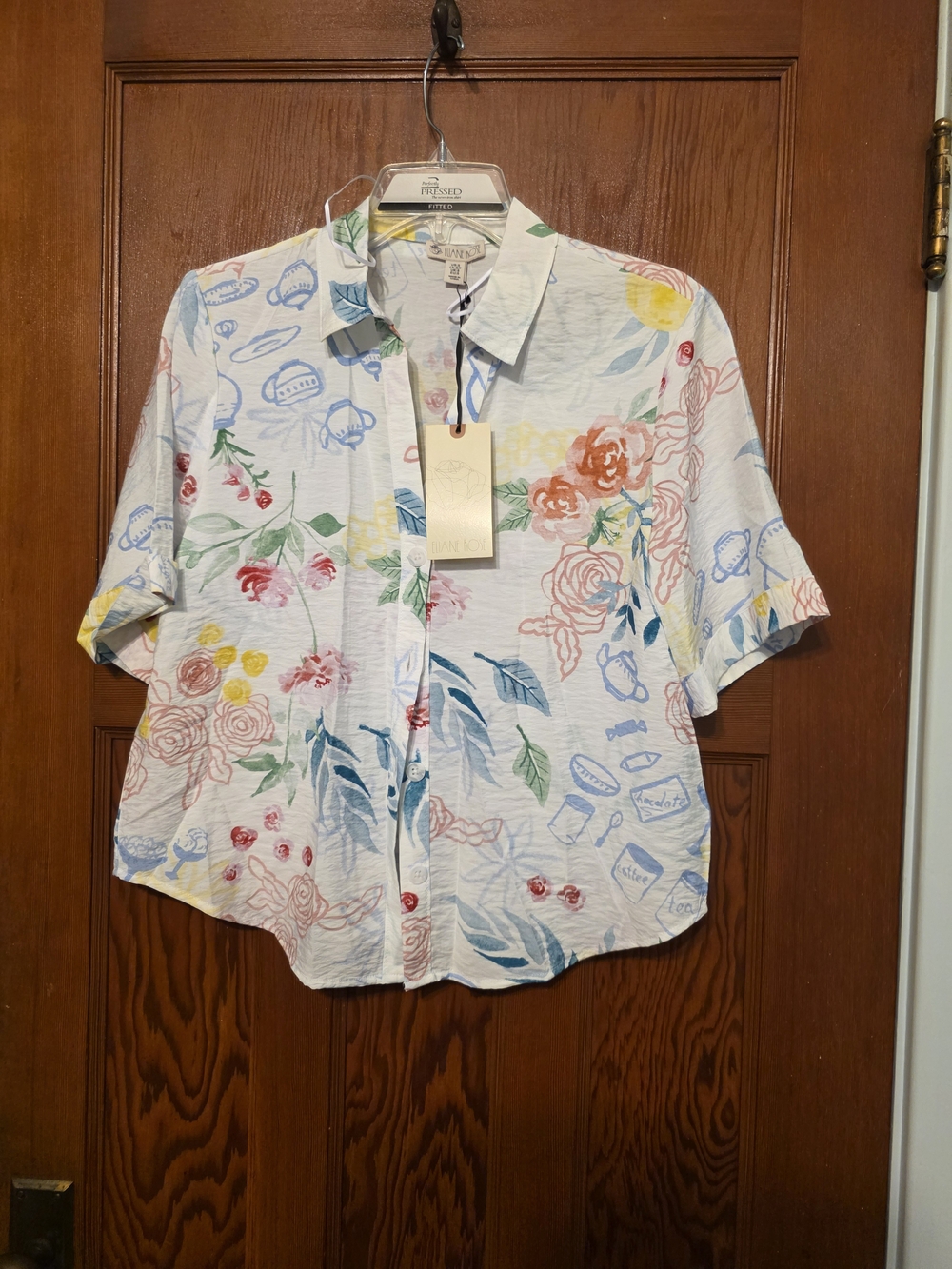 Floral Short-Sleeve Button-Up Shirt in Pastel Multi